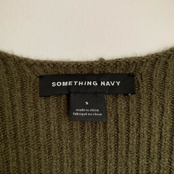 Something Navy Olive Green Fitted Long Sleeve Tunic Ribbed Sweater Dress - S - Picture 7 of 10